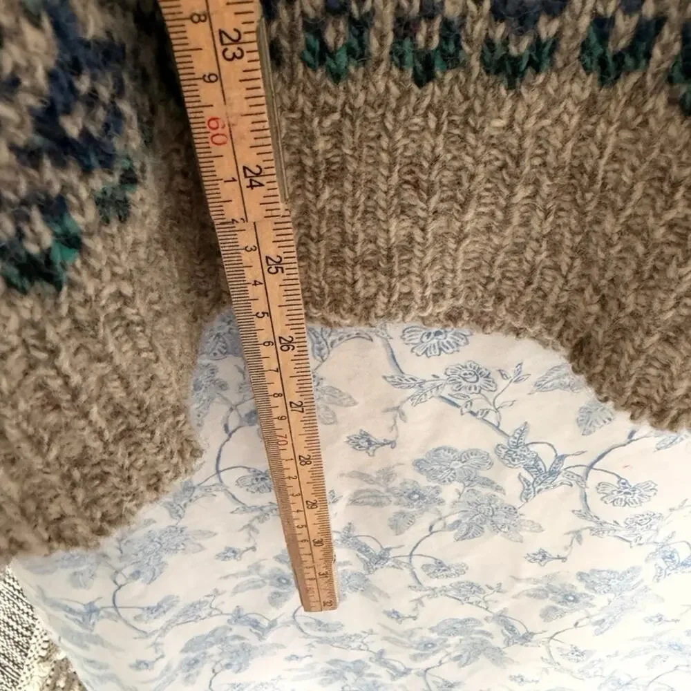 90s Vintage Alps Rugged Outdoors Wool Knit Fair Isle Pullover Sweater Mens M - Picture 6 of 6